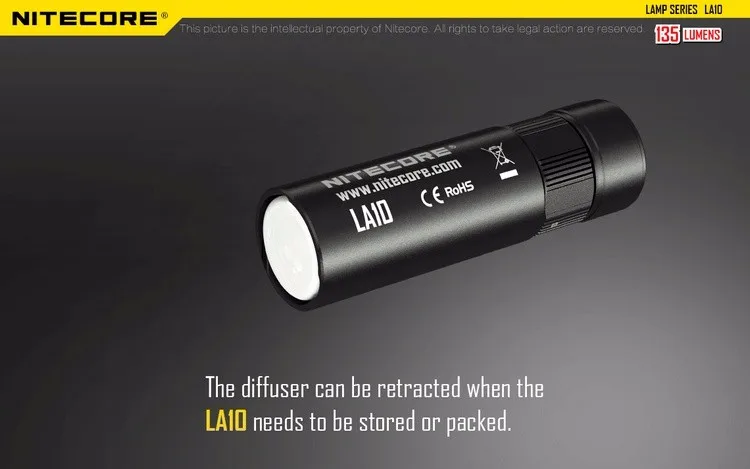NITECORE LA10 135LMs LA10 CRI 75LMs мини EDC Nichia CREE XP-G2 S3 светодиодный фонарик AA для чтения, уличный фонарь для кемпинга