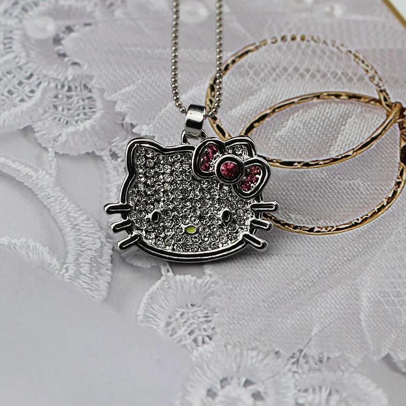 Tassina, новинка, серебряный цвет, Корея, кристалл, милый, hello kitty, кошка, ожерелья, подвески, модные ювелирные изделия для женщин, MKZ268