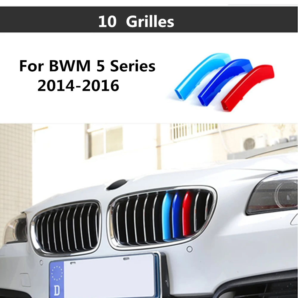 

For BMW 5 Series F10 F18 520i 528i 535i 550i xDrive 2014-2016 3D Car Styling Front Grille Grills Trim Strips Cover cap Stickers