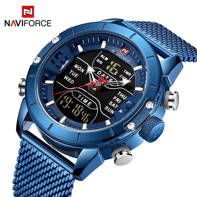 Naviforce мужские часы Топ бренд класса люкс Хронограф Кварцевые Мужские полностью стальные военные часы мужские наручные часы мужские Relogio Masculino