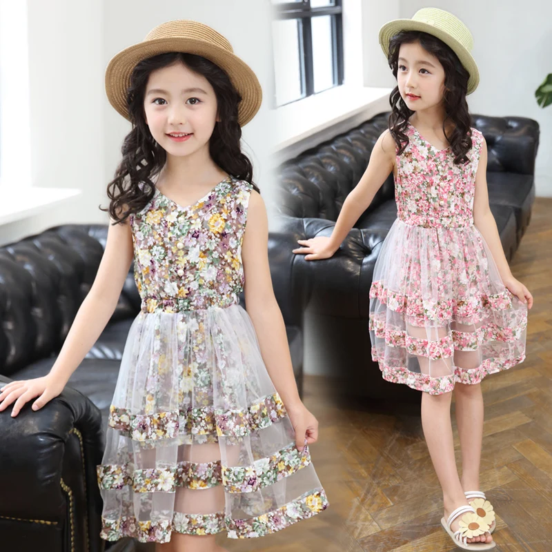 Хлопковое платье для девочек лето 2019 года Хлопковые Платья принцессы летняя