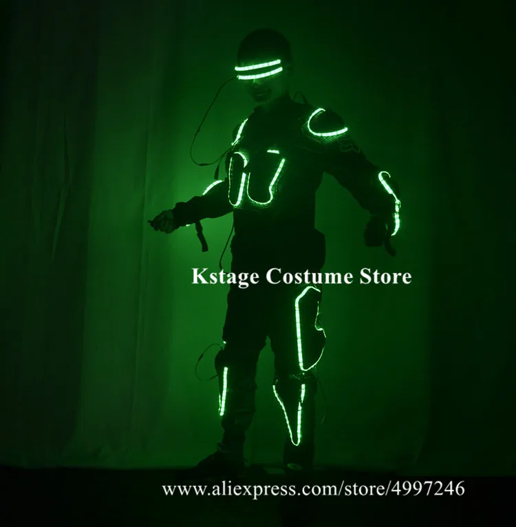 KS68 Party dance stage wears led costumes RGB colorful light robot suit dj glasses armor outfits men luminous dress bar | Дом и сад