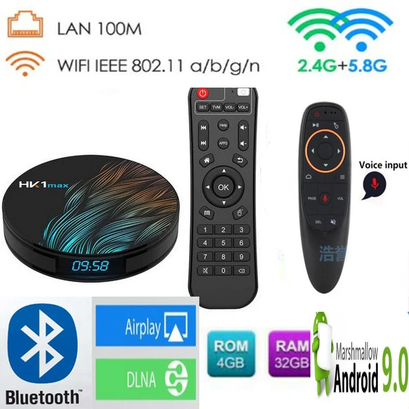 4g 32G G10 HK1 MAX tv box Android 9,0 2G/4G rom 16G/32G/64G 2,4G/5G Dual Wifi RK3318 четырехъядерный BT 4,0 vs tanix tx6 медиаплеер - Цвет: 4g 32G G10