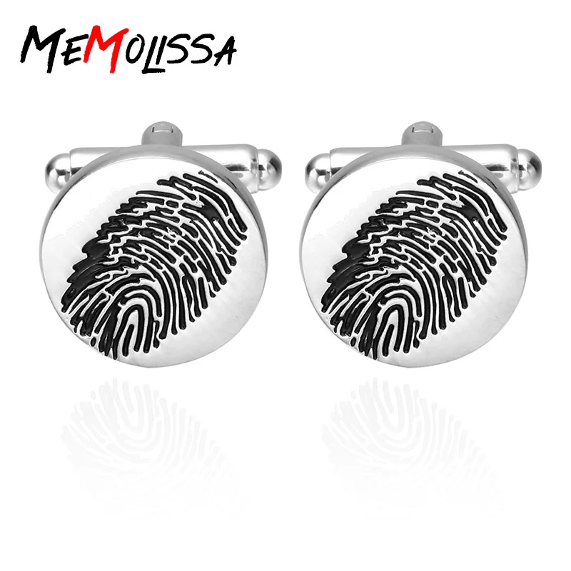 MeMolissa Модные Серебристые запонки для мужской рубашки с дизайном отпечатков