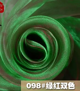 GREEN-RED Двухцветная двухцветная ткань из органзы, Блестящий Мягкий светильник, ткань для занавесок, 3 метра за штуку - Цвет: GREEN-RED