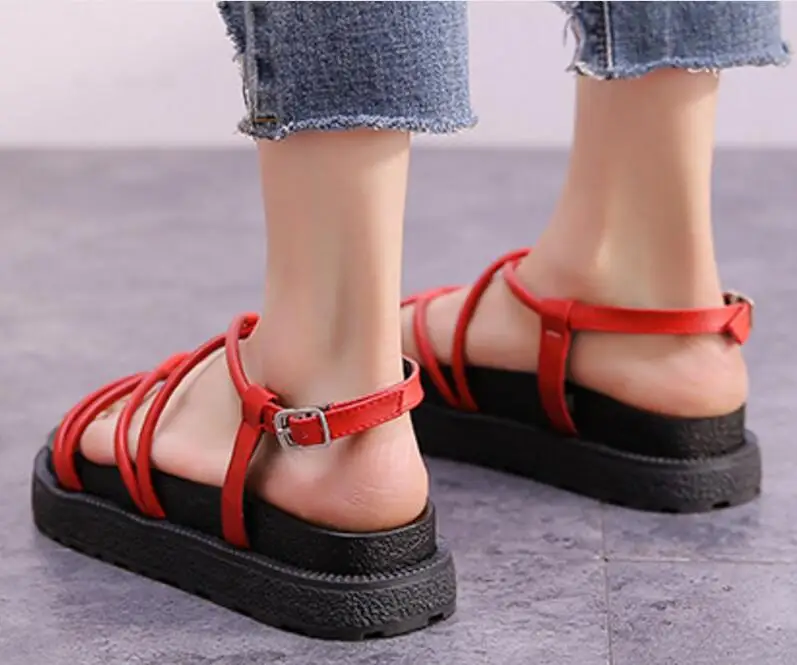 Для девочек женские летние сандалии в римском стиле с перекрестной шнуровкой