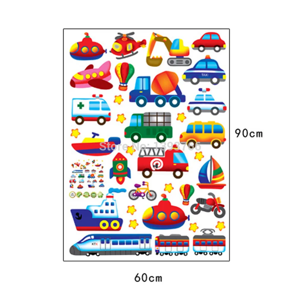 Детские наклейки на стену с мультяшным автомобилем для детской комнаты