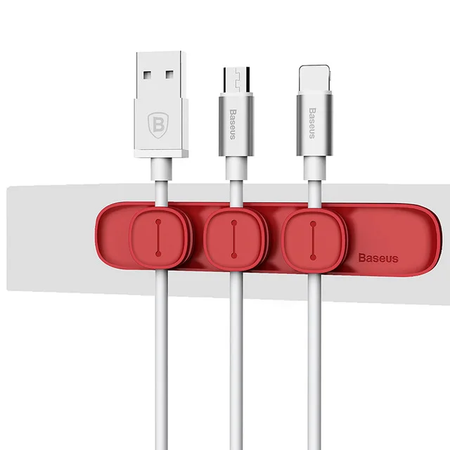 VAORLO Кабельный органайзер USB устройство для сматывания кабеля гибкий кабель управление зажимы держатель кабеля для мыши наушники - Цвет: Red