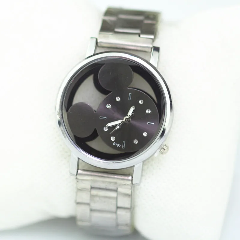 Relogio feminino модные брендовые часы Микки Минни мультфильм женские часы из нержавеющей стали повседневные кварцевые наручные часы