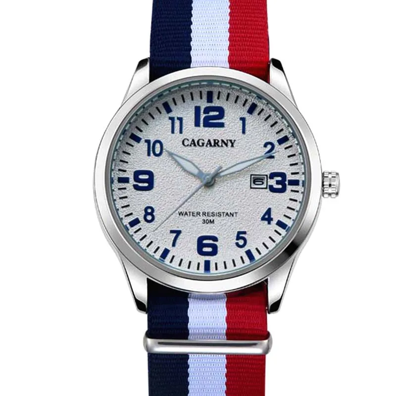 

New CAGARNY Watches Men Top Brand Luxury Mens Nylon Strap Wristwatches Men's Quartz Popular Sports Watches relogio masculino