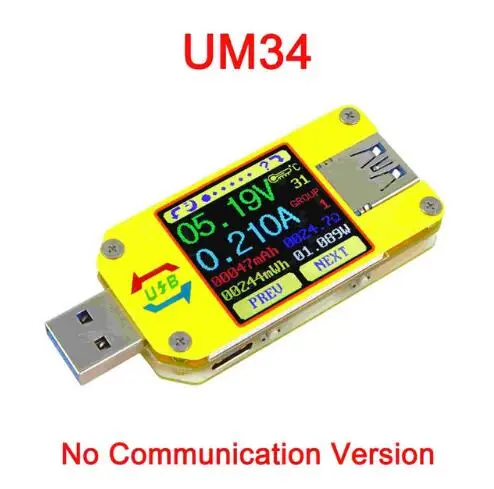 UM34 Вольтметр Амперметр UM34 UM34C LD25 Для APP USB 3,0 Тип-C DC Напряжение измеритель тока, для батареи зарядки измерения Кабельный тестер сопротивления - Цвет: UM34