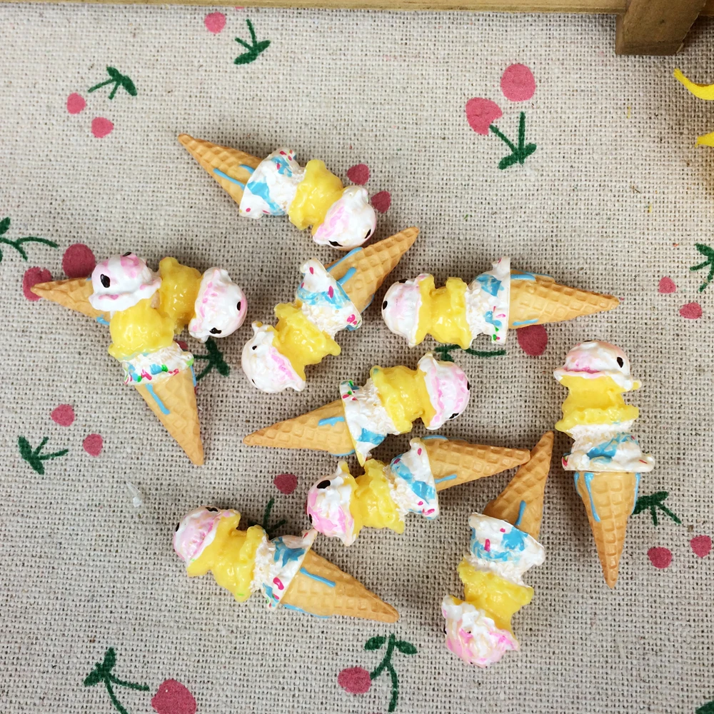10Pieces Resin Kawaii Artificial Miniature Fake Food Ice Cream DIY Flatback Scrapbooking Embellishment Decoration Craft:11*36mm | Дом и сад