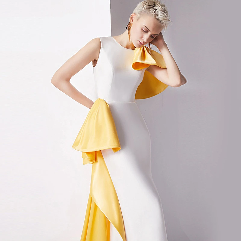 Великолепное вечернее платье русалки модное сексуальное желтое знаменитостей