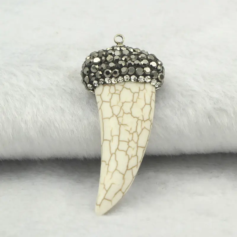 Белые линии камень форма зуба кулон гематит кристалл украсить талисманы Jewelry интимные аксессуары для ожерелья серьги