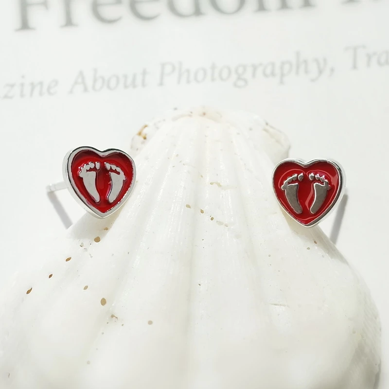 Новые красные серьги-гвоздики в форме сердца из стерлингового серебра 925 пробы