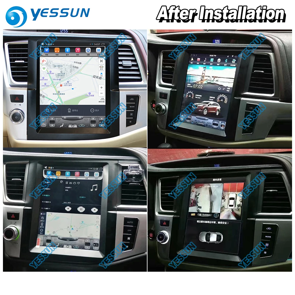 YESSUN 12,1 ''HD вертикальный экран для Toyota Highlander 2013~ автомобильный Радио Android Carplay gps Navi карты камера Сенсорный Без CD DVD