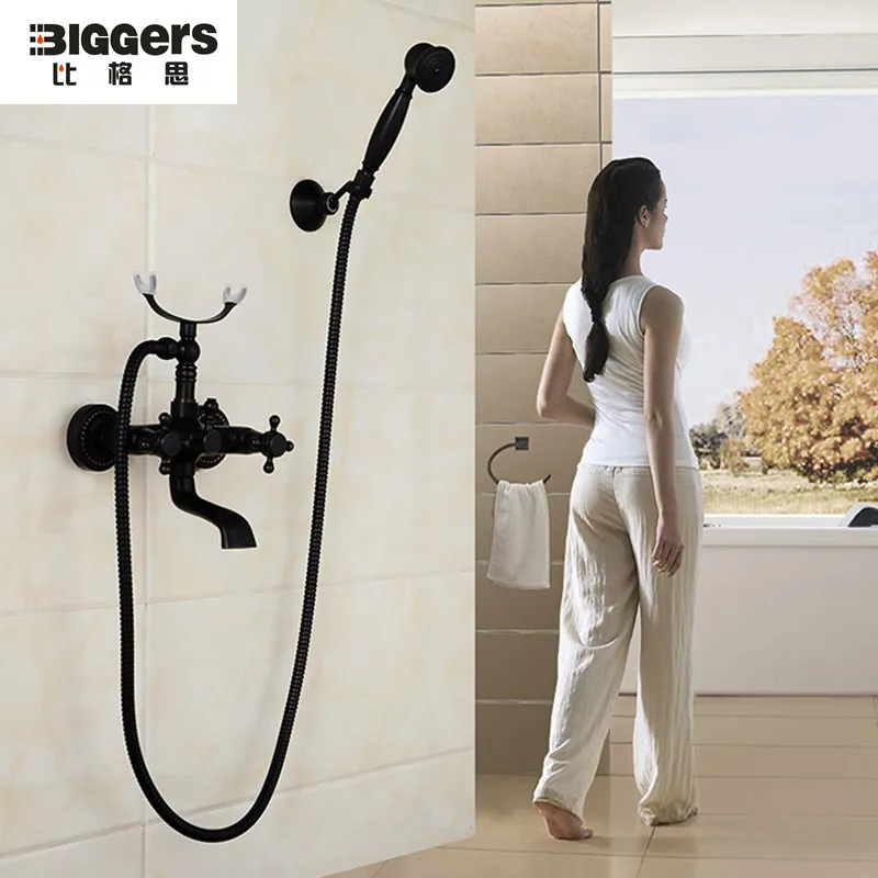 Бесплатная доставка в стиле ретро черный бронзовый цвет смеситель для душа