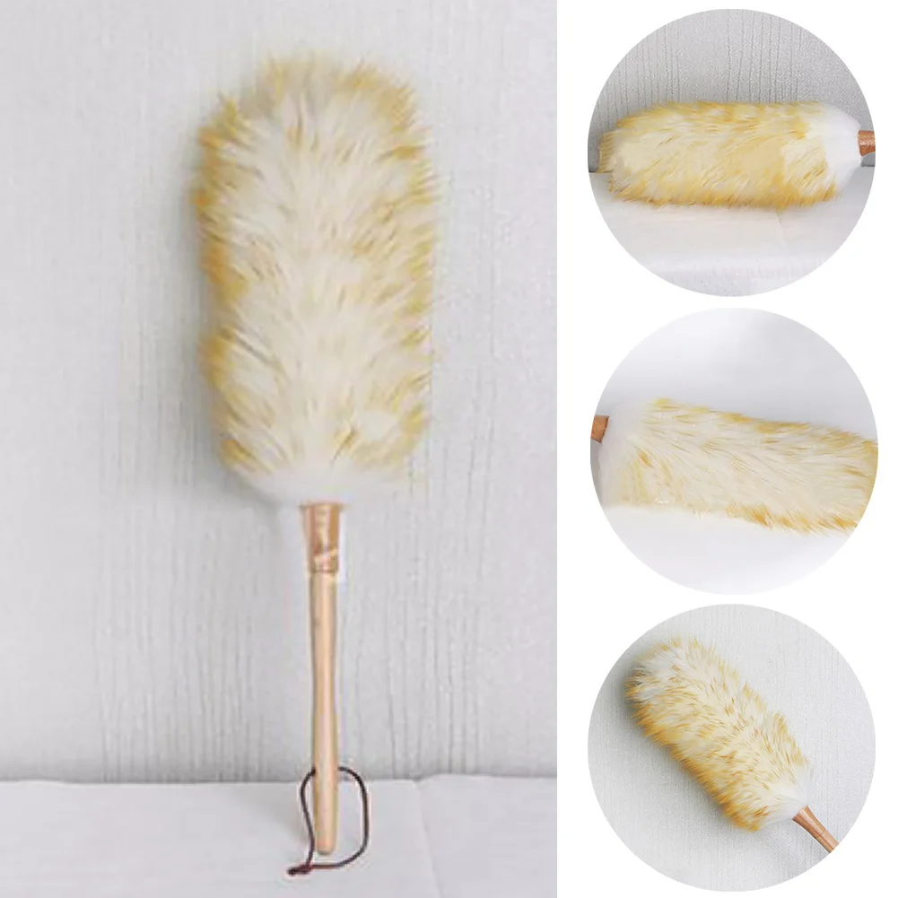 Современная мебель для уборки пыли из овечьей шерсти с деревянной ручкой