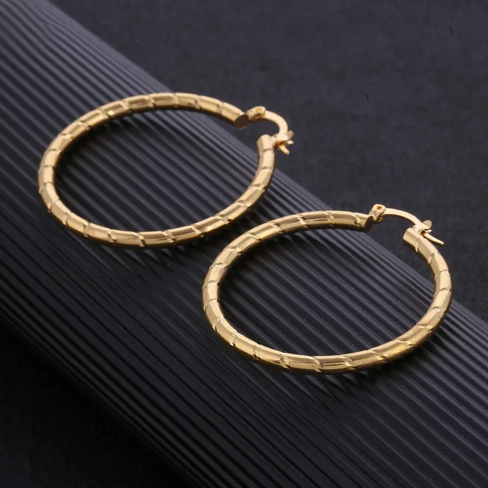 Gold Color Earrings For Women 40mm Round Stud Earing Statement Wedding Wholesale Jewelry | Украшения и аксессуары