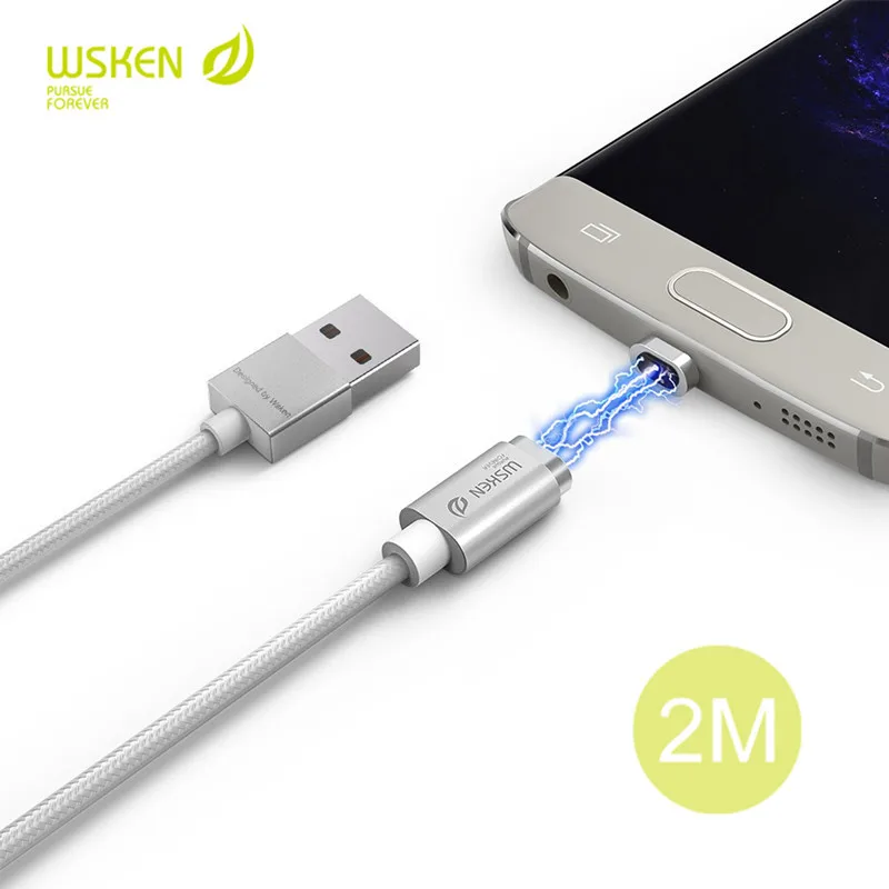 WSKEN оригинальный 2 м Магнитный Micro usb Тип C данных зарядный кабель для iphone XS XR Max X 7 8