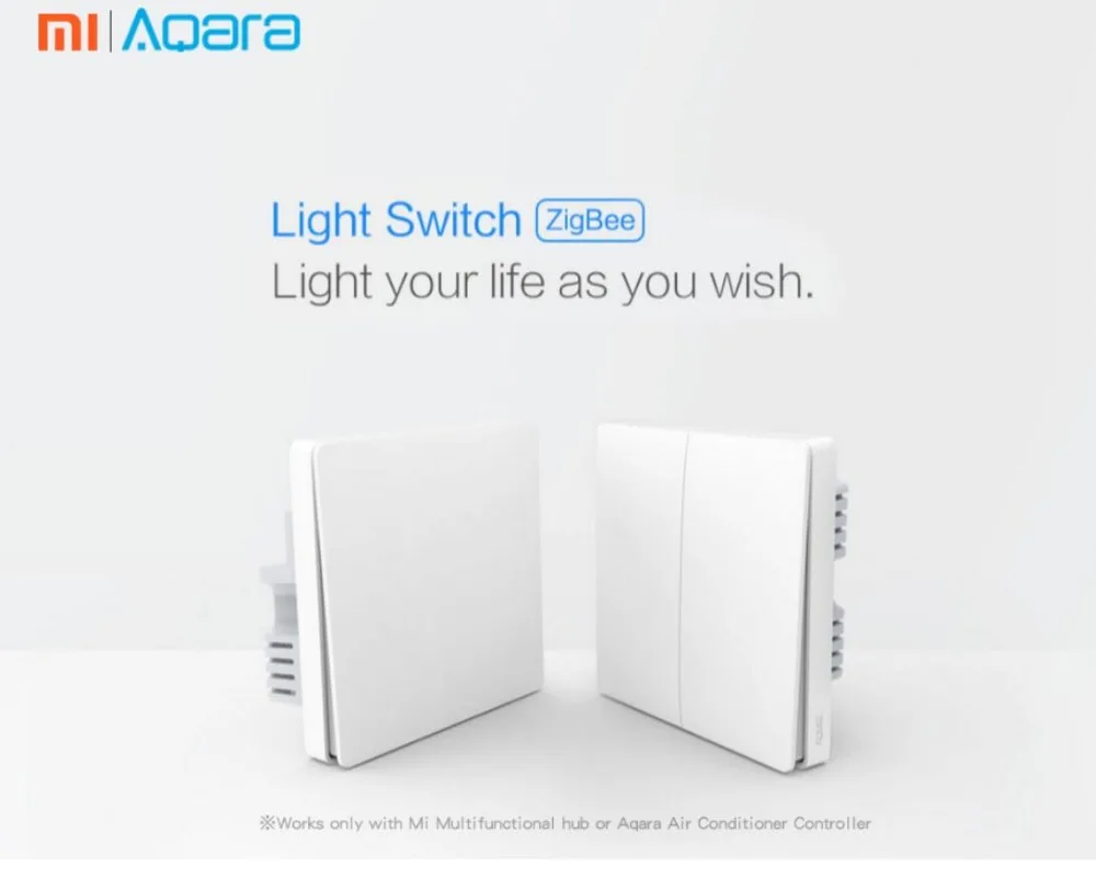 Умный Домашний Светильник Xiaomi Aqara Mijia с одним пожарным проводом ZigBee, беспроводной ключ, настенный выключатель через приложение для смартфона