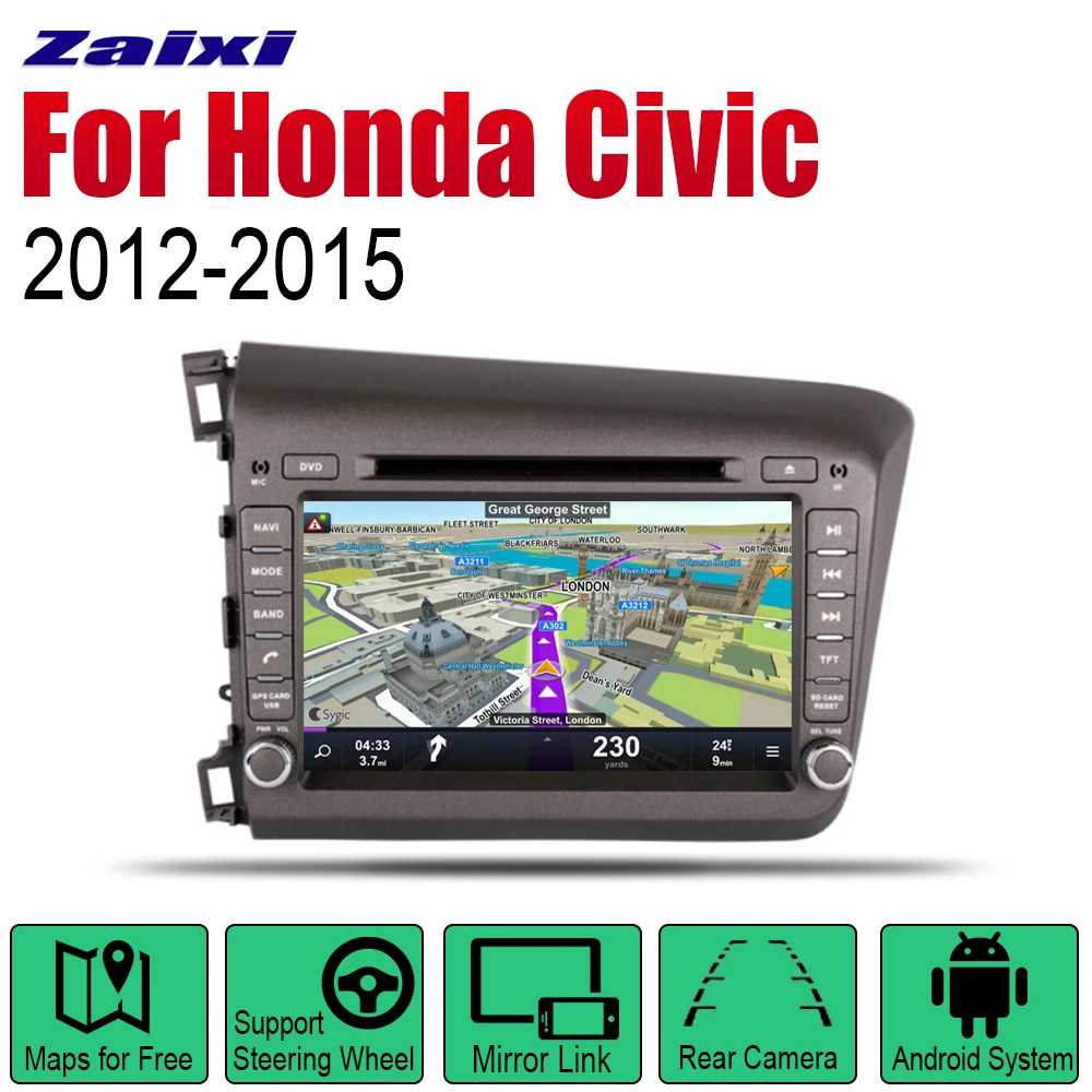 Car GPS Navigation For Honda Civic 2012~2015 Accessories Car Android Multimedia DVD Player System HD Touch Screen Radio Stereo