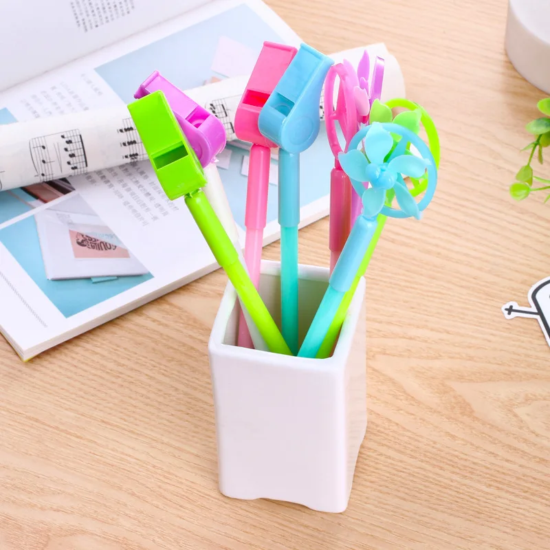 Kawaii Красочные канцелярские Забавные игрушки мельница Whistl гелевая ручка милый