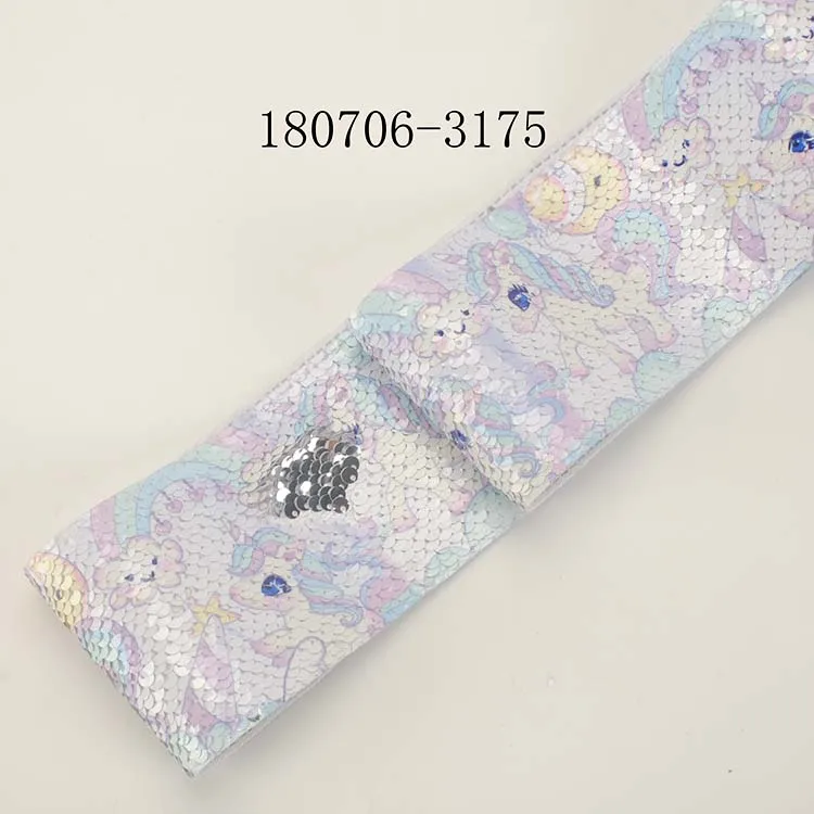 Новинка 5 ys " 75 мм мультфильм Единорог блесток ленты напечатаны - Color: 180706-3175