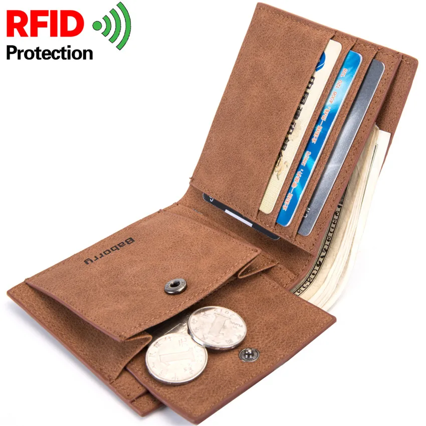 2020 модные RFID мужские кошельки винтажные из искусственной кожи мужской деловой