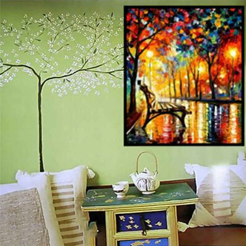 Масло Холст волшебный куб Круглый Алмаз дождливая ночь Алмазная картина Вышивка