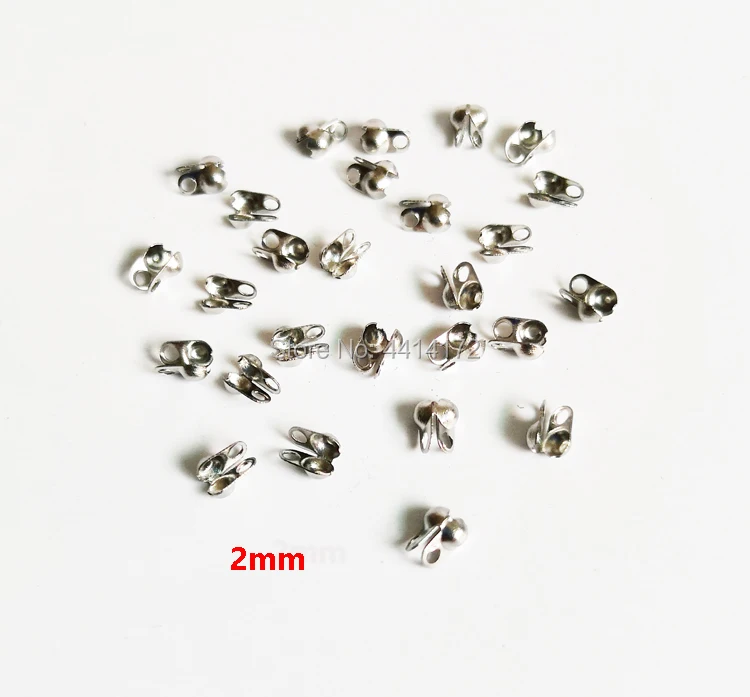 Бесплатная доставка 2 мм Обжимные бусины адаптеры из нержавеющей стали колпачки