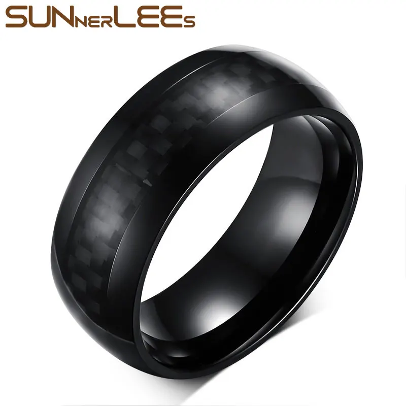 SUNNERLEES титановые полированные кольца из нержавеющей стали черные углеродного