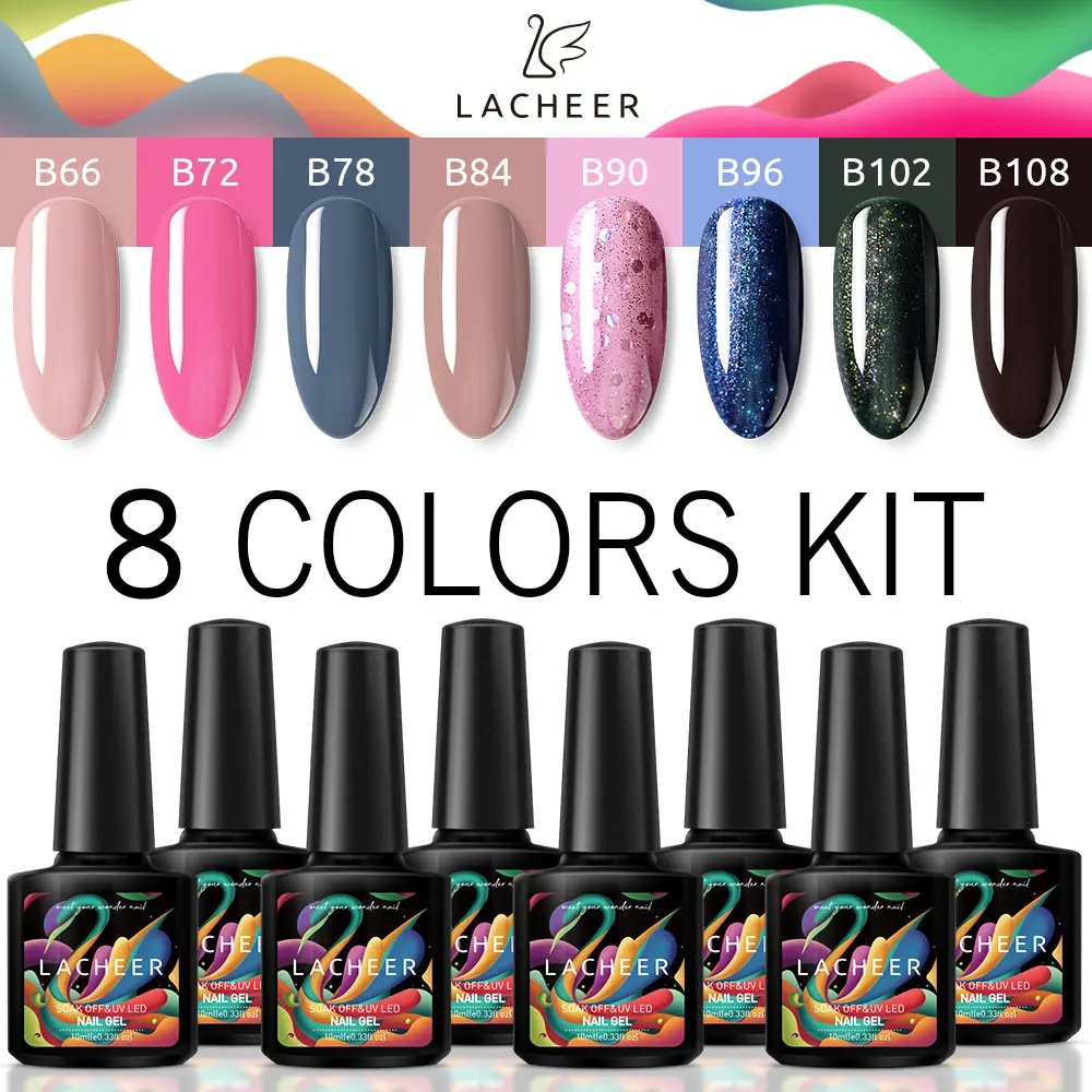 Lacheer УФ-набор для маникюра гель-лаком Nail Art Дизайн замочить от УФ-Цвет лак ногтей
