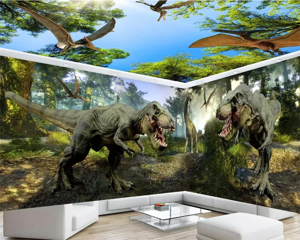 Обои на заказ большие масштабные 3D стерео обои Юрского периода динозавры infested