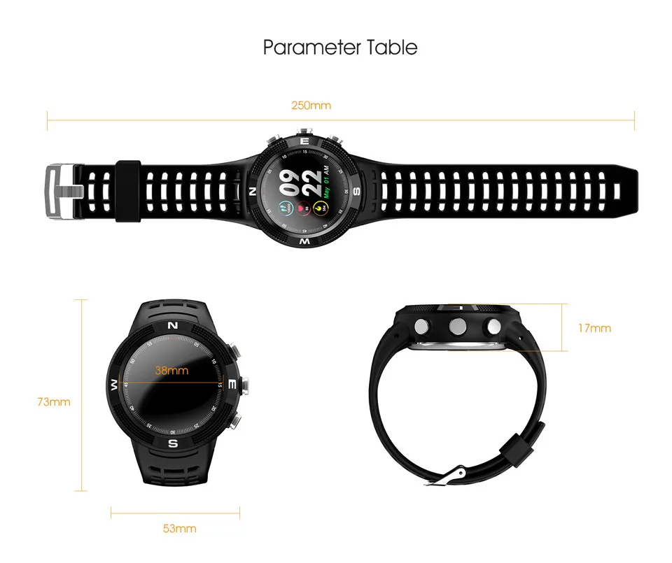 Ravi F18 gps часы сердечного ритма Смарт-часы монитор сна вызов SMS напоминание Smartwatch IP68 водонепроницаемый плавательный бег трекер