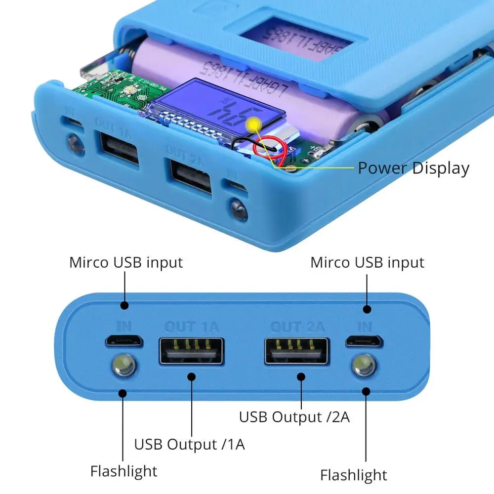 Двойной USB DIY 8*18650 чехол для аккумуляторной батареи внешнего пластикового