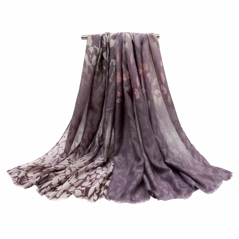 Роскошный брендовый женский шарф с принтом в виде листьев шаль потрепанными