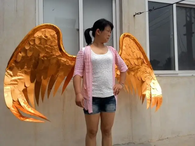 

EMS free shipping fashion gold angel wings for dancing stage performance beautiful shooting props Pure handmade