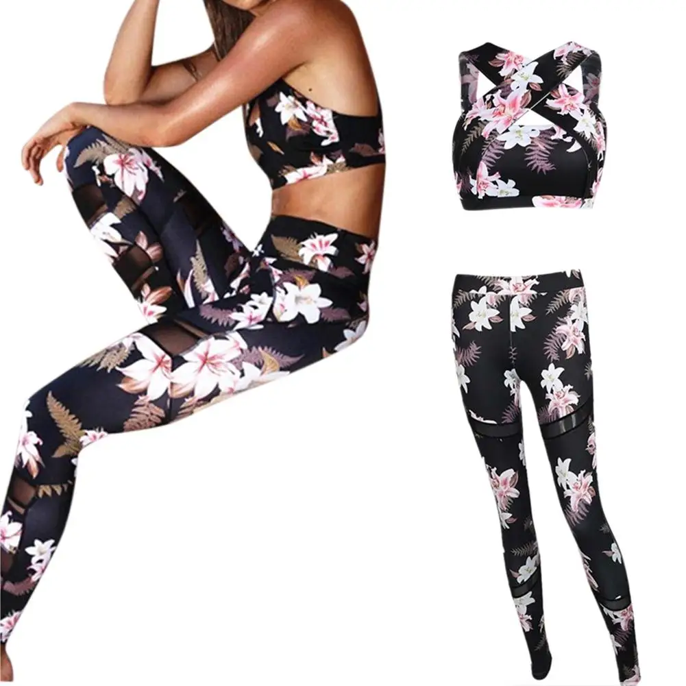 2 шт./компл. женские сексуальные брюки и бюстгальтер с цветочным принтом| |