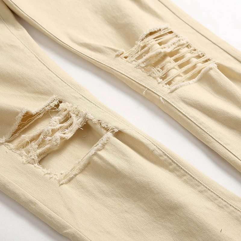 Мужские джинсы с дырками Silentsea эластичные повседневные брюки крутые Стрейчевые