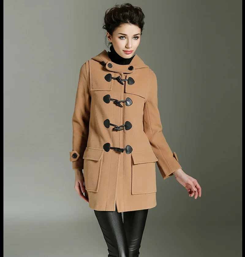 Куртка женская шерстяная с отложным воротником зимняя ветрозащитная теплая