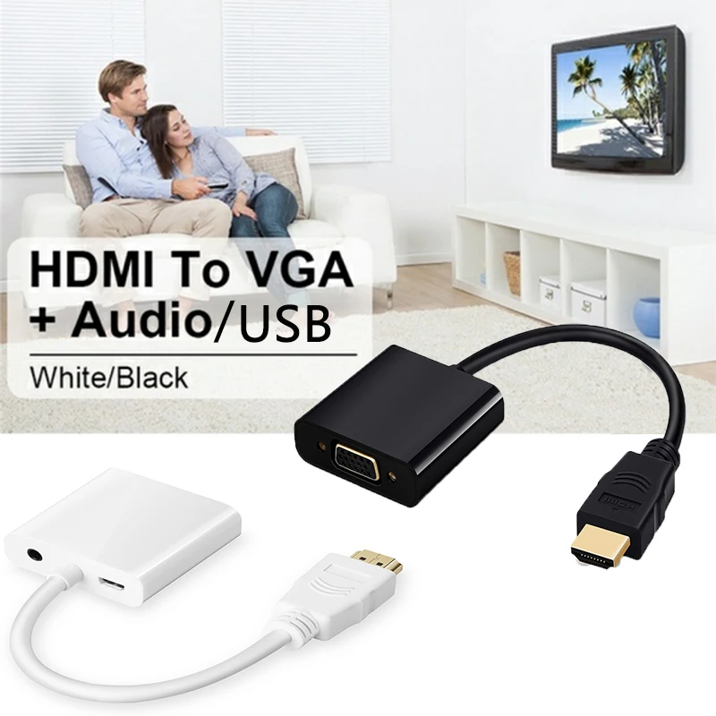 Shuliancable HDMI к VGA адаптер папа Famale конвертер 1080P цифро аналоговый видео аудио для HDTV