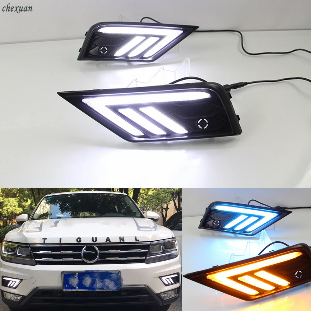 CSCSNL 2 шт. автомобильный светильник для Volkswagen VW Tiguan 2017 2018 2019 DRL Дневной с желтым
