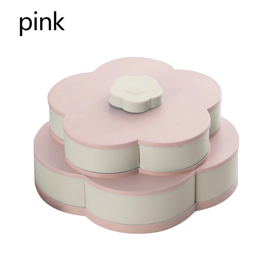 Pink 2 layer Plastic Storage Box For Seeds Nuts Candy Box Dry Fruits Case Plum Type Snack Container For Kids Protect Fruit Case Organizer Box - Цвет: Pink 2 layer