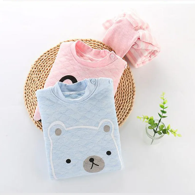 

Spring Baby Girls Warm Clothes set Boys Thickening High Waist Protect Belly Pants Suit Kids Cotton Underwear Infant Clothing Set