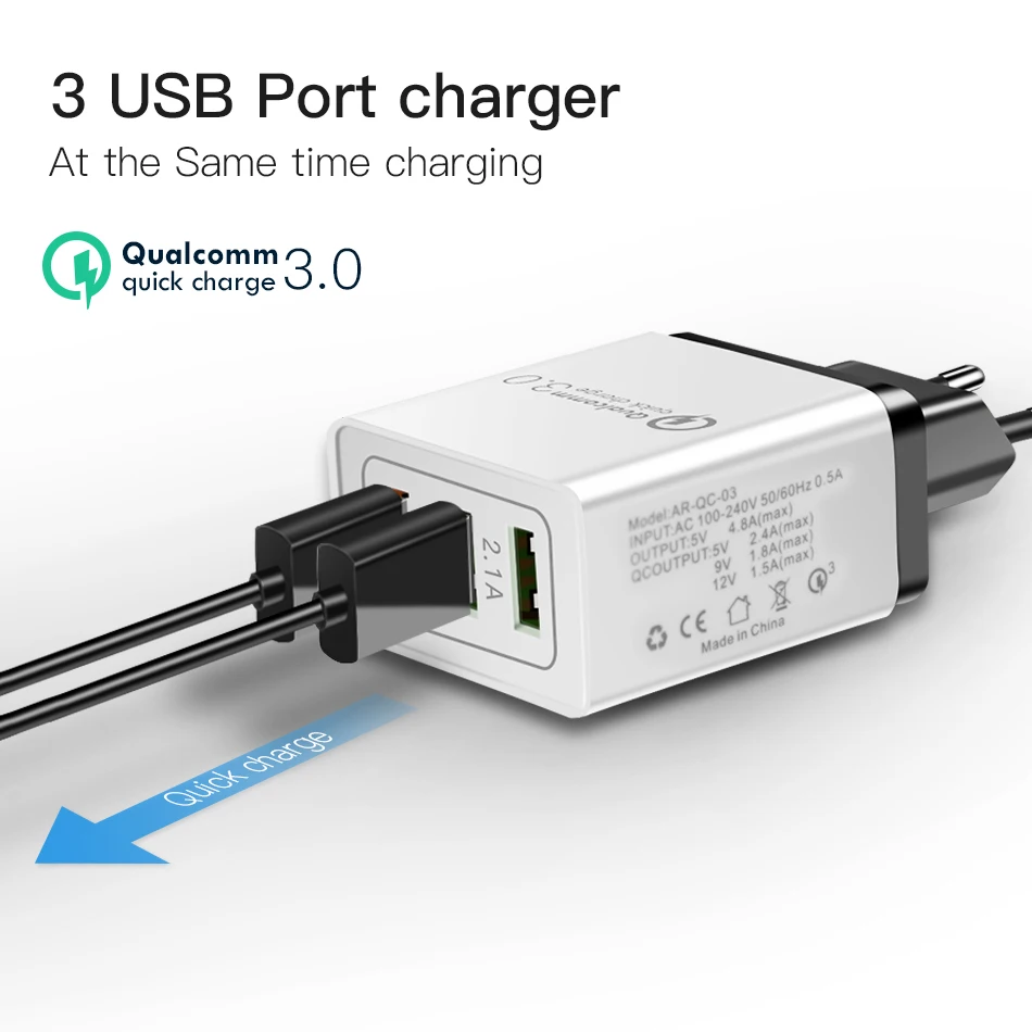 ! ACCEZZ Quick Charge 3 0 18 Вт USB зарядное устройство для Samsung S8 S9 Huawei P30 Xiaomi iphone 8 X EU Plug адаптер