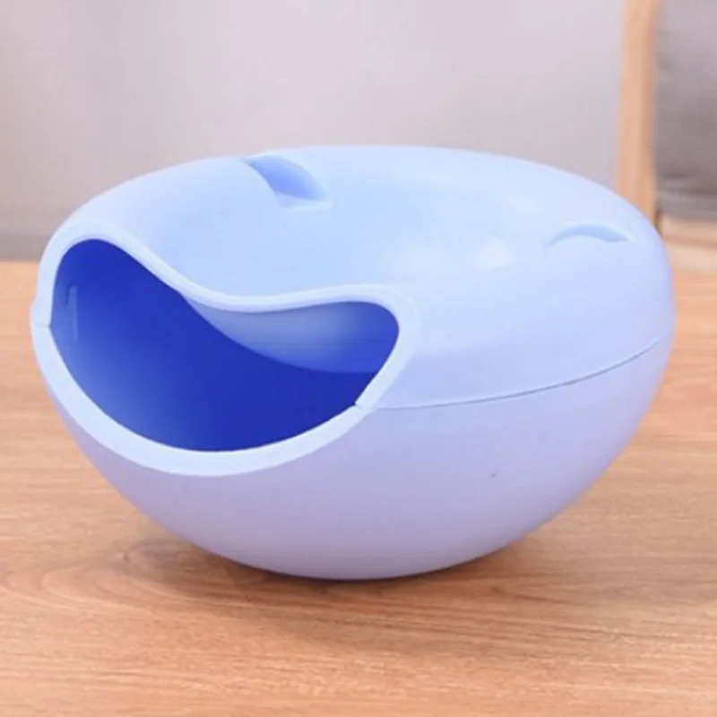 Blue Snack Bowl Ленивый Снэк чаша семена орехи конфеты и сухие фрукты коробка для хранения креативная форма два слоя с держателем телефона для ТВ - Цвет: Blue Snack Bowl