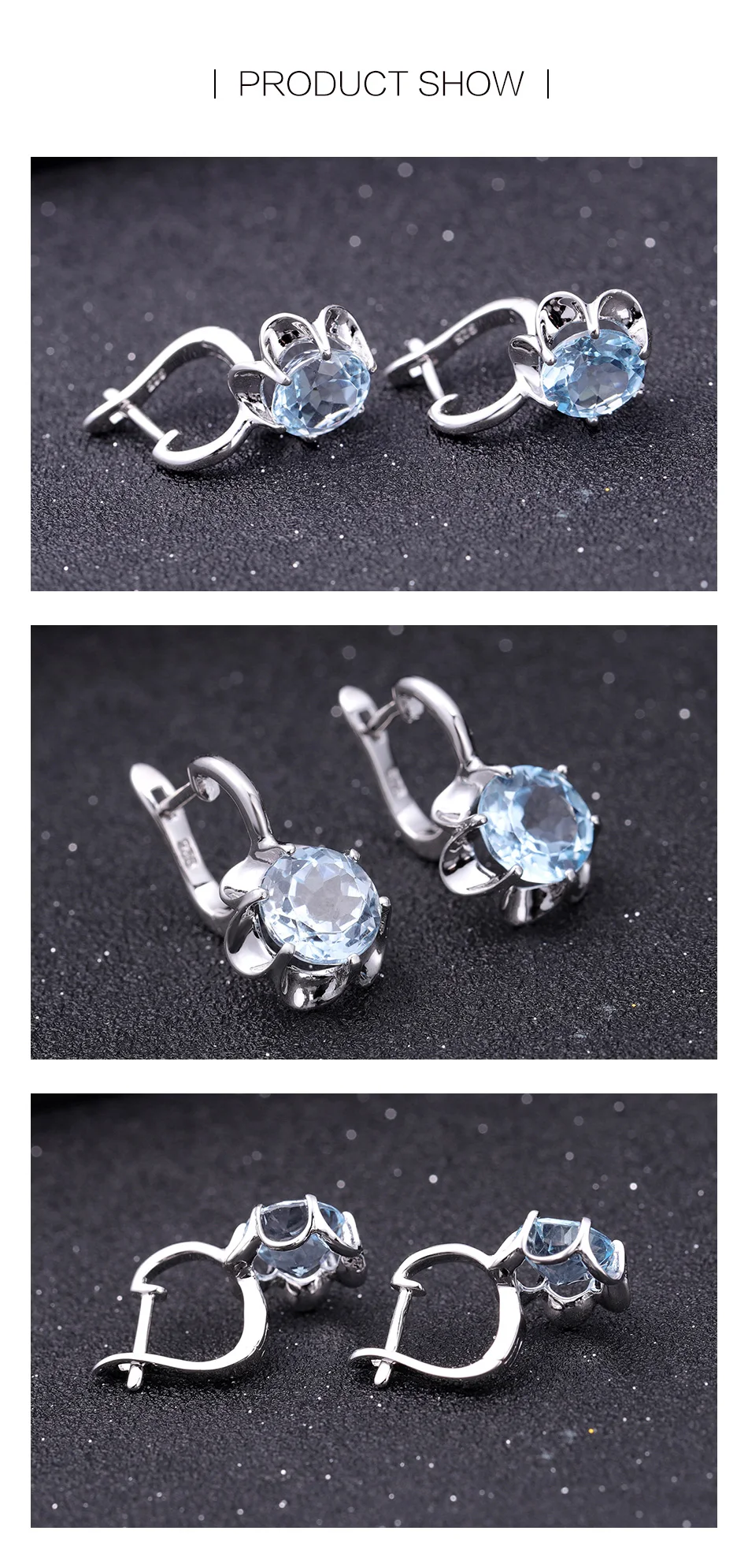 GEM'S BALLET 6.90Ct натуральный Небесно голубой топаз серьги 925 пробы Серебряный цветок серьги гвоздики для женщин хорошее ювелирное изделие подарок