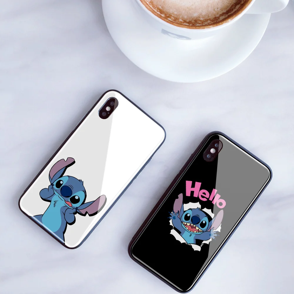 DIY чехол из закаленного стекла для телефона для iPhone 7 8 6 6S Plus Ститч История игрушек чехол для телефона для iPhone XS MAX XR 5 5S SE чехол