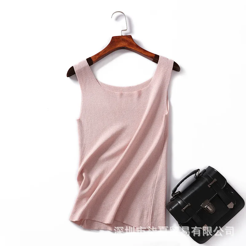 Женский трикотажный топ без рукавов белый однотонный свободные топы для фитнеса